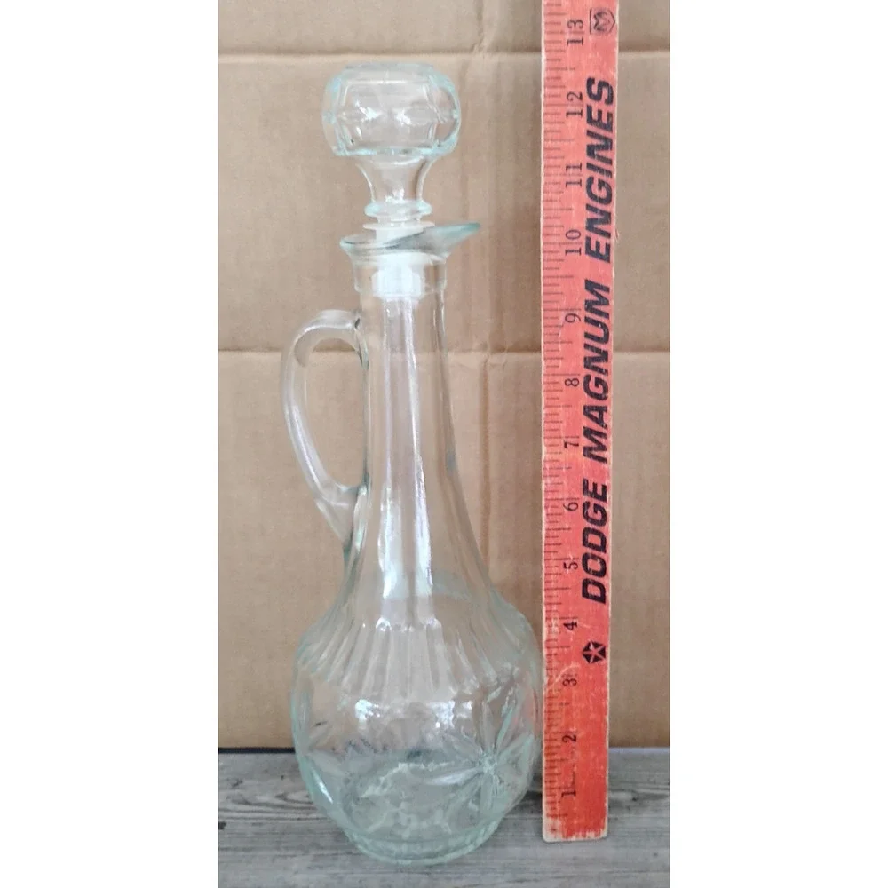 Vintage 🍸🍷🍾Clear Glass Decanter Stopper Whiskey Wine Carafe Starburst 12